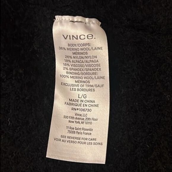 NWOT Vince Merino Wool, Alpaca Black Oversize Sweater Knit Coat, Size L - Picture 8 of 9